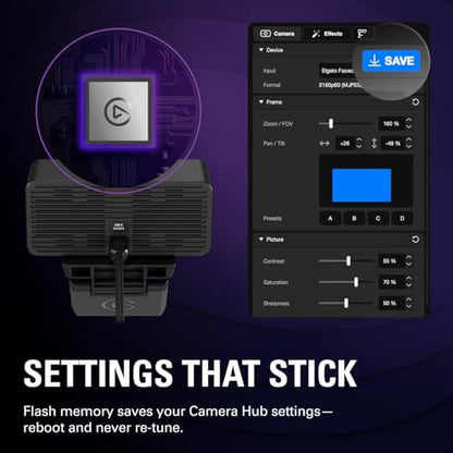 Elgato Facecam 4K, 4K60 Studio Webcam, DSLR-Like Control - style: Facecam 4K