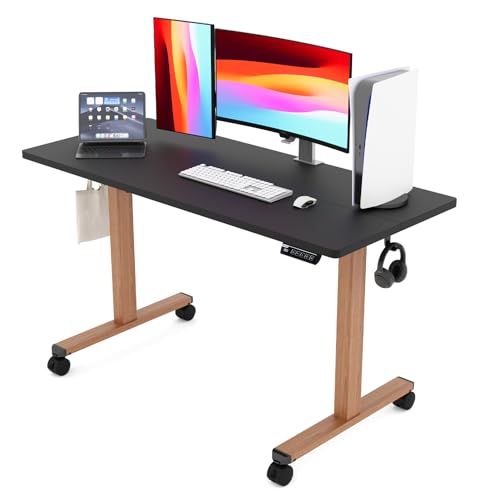Monomi Electric Standing Desk 55”x24”, Height Adjustable Desk with Wheels - color: Black, size: 55