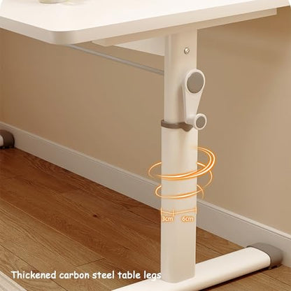Standing Desk Adjustable Height, Manual Crank Stand Up Desk, White Computer Desk, Carbon Steel Table Legs, Home Office Desk, 1.5 cm Thick Panel (One Color 100x60cm/39.3x23.6in) - size: 100x60cm/39.3x23.6in