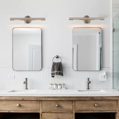Brushed Nickel Picture Light 19 inches Modern Wall Sconce with Cylinder Metal Shades Rotatable 360°Indoor Wall Lighting Fixture Bathroom Vanity Light Bedroom Living Room - color: 19 inches Brushed Nickel-Metal Shades