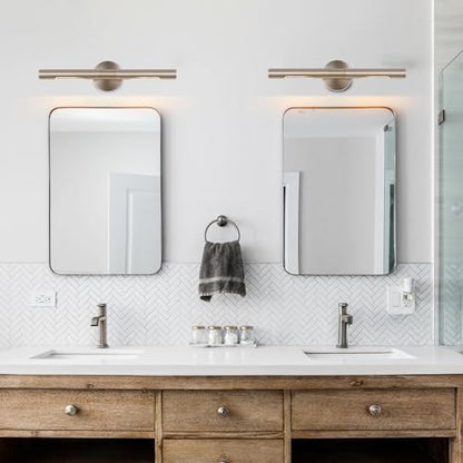 Brushed Nickel Picture Light 19 inches Modern Wall Sconce with Cylinder Metal Shades Rotatable 360°Indoor Wall Lighting Fixture Bathroom Vanity Light Bedroom Living Room - color: 19 inches Brushed Nickel-Metal Shades