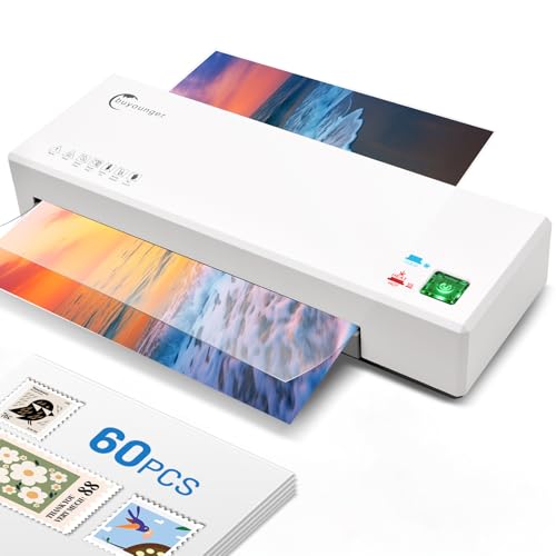 Buyounger 9 Inch Thermal & Cold Laminator Machine, A4 Set with 60 Sheets - color: Matte White
