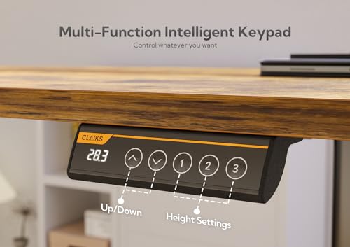 Claiks Electric Height Adjustable Standing Desk, 35x20 Inch, Rustic Brown | Smooth Height Adjustment, 3 Memory Presets, Cable Management Hub&Hook, Stable Steel Frame, 176lbs Capacity, Easy Assembly - color: Rustic Brown, size: 35