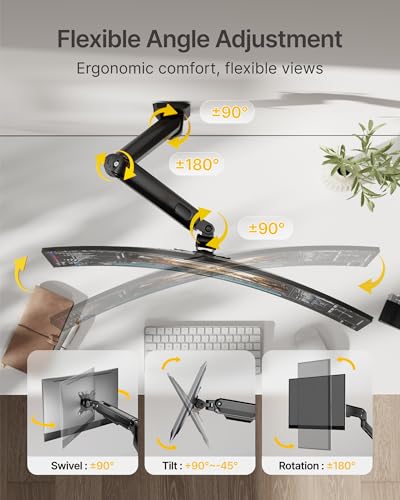 monTEK Single Monitor Wall Mount, Wobble-Free Spring, 17–32" Full Motion | Zero Clearance Wall Mount Retracts To 3.8" From Wall, Wobble-Free Mechanical Spring, Fits Wood, Brick & Concrete Walls - size: Single Arm