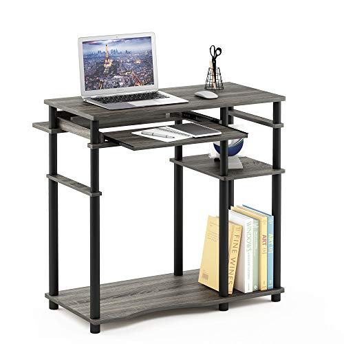 Furinno Abbott Computer Desk with Bookshelf, French Oak Grey/Black - color: French Oak Grey/Black, size: 19 Inch Wide