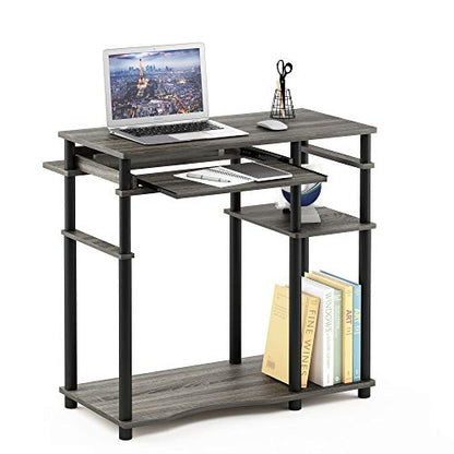 Furinno Abbott Computer Desk with Bookshelf, French Oak Grey/Black - color: French Oak Grey/Black, size: 19 Inch Wide