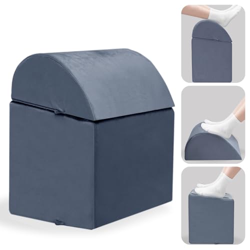 Foot Rest Under Desk, Non-Slip Footrest with 3 Adjustable Heights for Under Desk at Work, Ergonomic Desk Foot Stool with Washable Cover for Leg Rest, Desk, Home, Office, Chair (Grey)