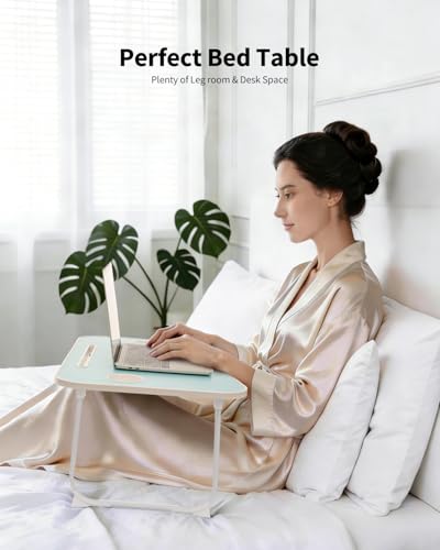 Ruxury Folding Lap Desk Bed Desk Laptop Table Tray, Breakfast Serving Tray, Portable & Lightweight Mini Table for Sofa Couch Floor - Blue - color: Blue