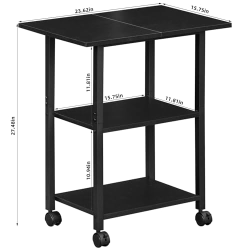 Lerliuo 3-Tier Printer Stand, Industrial Rolling Printer Table with Storage - color: Black, size: 3-Tier