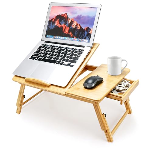 Laptop Desk for Bed, Foldable Bed Tray, Adjustable Angle & Height