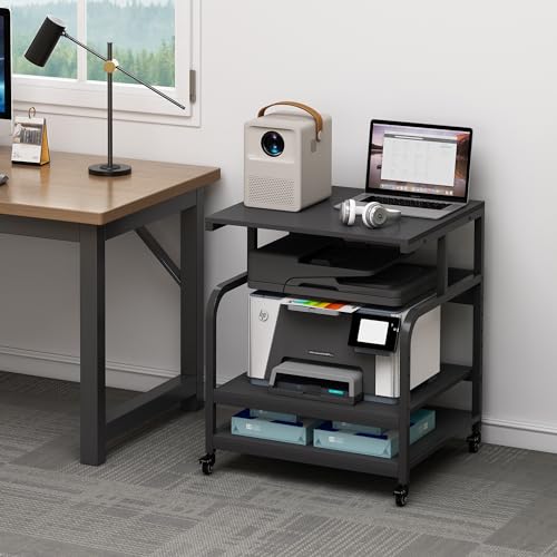 Fannova 25.6"x23.6" Extra Large Printer Stand with Adjustable Storage Shelf - color: Black, size: 25.6"W x 23.6"D x 30.9"H