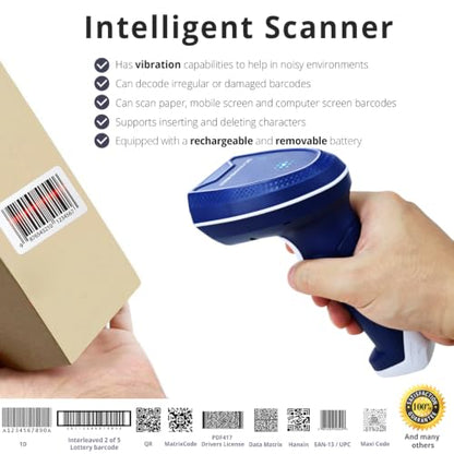 ScanAvenger 1D and 2D Portable Wireless Bluetooth Barcode Scanner: 3-in-1 - Cordless, Rechargeable Scan Gun for Inventory Management - Wireless, Handheld, USB Bar Code/QR Code Reader - Hand Scanner - style: 1D&2D With Replaceable Battery & No Next Gen Sta