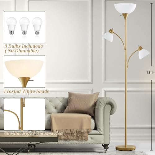 Floor Lamps for Living Room, 72" Tall Standing Lamps, Torchiere Lamp - color: Gold