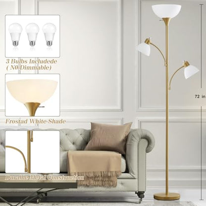 Floor Lamps for Living Room, 72" Tall Standing Lamps, Torchiere Lamp - color: Gold