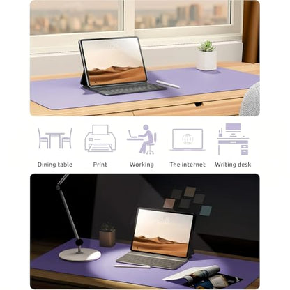 Desk Pad, Leather Non-Slip Laptop Computer Desk Keyboard Mat, Table Protector Blotter Mat, Large Mouse Pad (24" x 12")-Purple - color: Purple