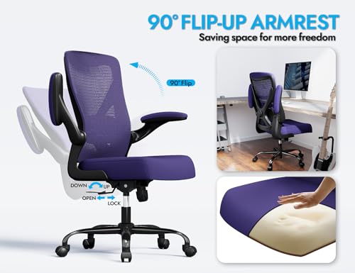 Ergalithic Office Chair: Mesh Ergonomic Desk Chair with 3D Lumbar & Swivel - color: Purple, size: Pack of 1