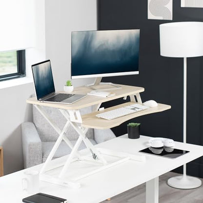 VIVO Light Wood 32 inch Standing Desk Converter, DESK-V000KF - color: Light Wood, size: 32"