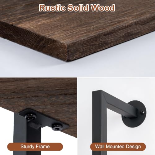 5-Tier Bookshelf,Solid Wood Narrow Bookcase Set of 1,Wall Mount Ladder Shelf,Wooden Storage Shelves for Bedroom,Home Office,Living Room,Dark Brown - color: Solid Wood Dark Brown-1pc