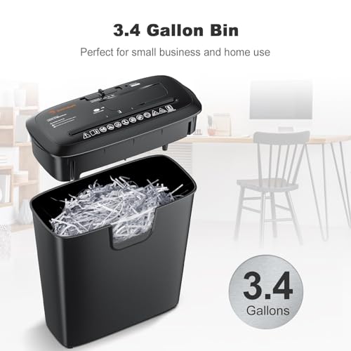 Bonsaii 8-Sheet Strip Cut Paper Shredder for Home, Shred CDs & Credit Cards | 3.4-Gal Wastebasket with Transparent Window, Overheat Protection, Small Shredder for home use,portable shredder, S120-C - size: 8 Sheet (Black)
