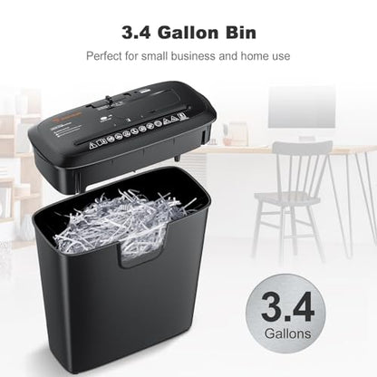 Bonsaii 8-Sheet Strip Cut Paper Shredder for Home, Shred CDs & Credit Cards | 3.4-Gal Wastebasket with Transparent Window, Overheat Protection, Small Shredder for home use,portable shredder, S120-C - size: 8 Sheet (Black)