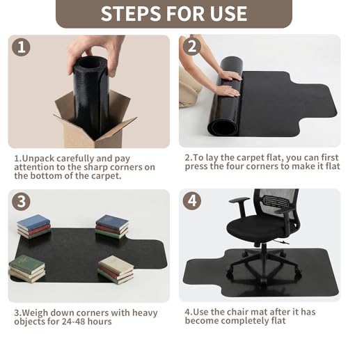 Office Chair Mat for Low Pile Carpeted Floors with Lip, 36" x 48" Plastic Floor mat for Desk Chair on Carpet,Easy Glide Carpet Protector Mat for Computer Chairs,Rolling Chairs,Home,Office Non-Slip