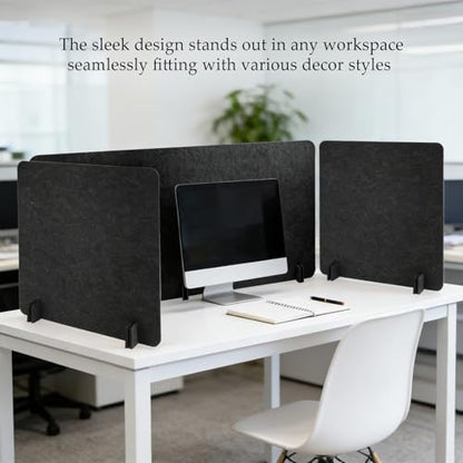 5 Pcs Desk Divider Deep Gray Desk Privacy Partition Reducing Noise Visual Distraction Divider Stand up Freestanding Cubicle for School Office Home (24 x 48, 24 x 24 Inch)