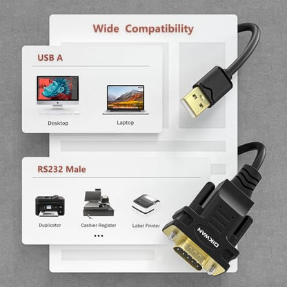 USB to RS232, USB Serial Adapter with FTDI Chipset,USB 2.0 to Male DB9 Serial Cable for Windows 11,10, 8, 7, Vista, XP, 2000, Linux and Mac OS(6ft)… - size: 6FT, style: USB-MALE