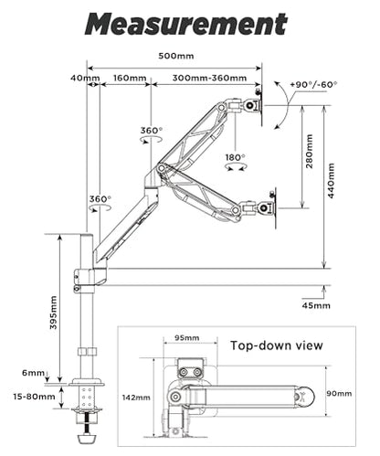 ULTRARM Extra-Tall Heavy-Duty Monitor Arm Mount for 40" Ultrawide Monitors - size: Sinlge Monitor Arm