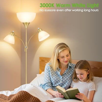 Coucrek Torchiere Floor Lamps for Living Room, 72" Dimmable Reading Lamp - color: Gold
