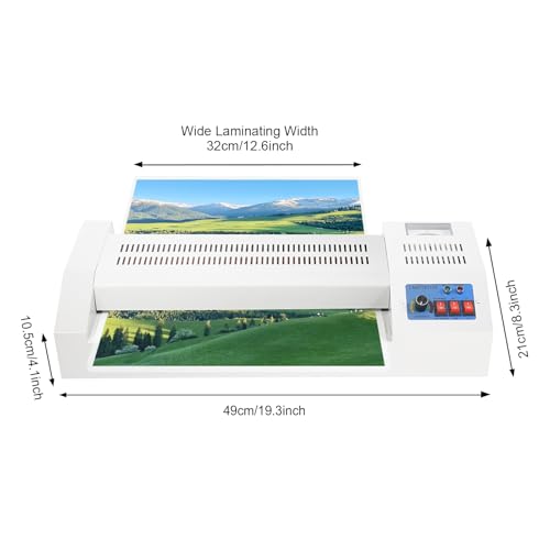 12.6 Inch Laminator Machine Warm Up Cold Thermal Lamination Machine for A3/A4 Paper, 110V 600W Electric Thermal Laminator No Bubbles Laminating Machine for Office Home