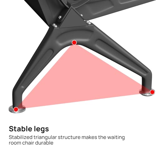 wonline Waiting Room Chairs 2 Seat w/Table, Waiting Room Chairs with Arm, Office Furniture Lobby Conference Reception Bench Office Guest Seating for Clinic Airport Hospital Barber Salon Bank - size: 2 Seat with Table