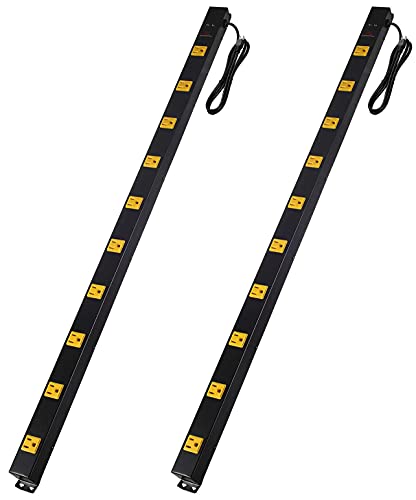10-Outlet Heavy Duty Power Strip Surge Protector Metal Long Extension Cord 6-Foot, Black(1000J) - size: 2pack