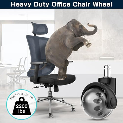 Omyoffice Office Chair Ball Casters 2", 2000LBS Set of 5, Smooth Rolling | Quiet Chair Casters for Hardwood & Carpet, Universal Fit 7/16"x7/8" Stem 11mm, Easy Install, Grey - style: Premium Gray