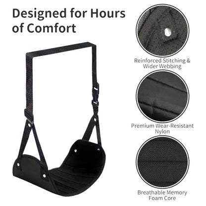 Airplane Foot Hammock for Flight, Adjustable Foot Rest Under Desk, Portable Wide Foot Support for Long Trips & Office, Travel Essentials, Best Airplane Gadgets & Travel Gifts (2 PC) - size: 2 Pack