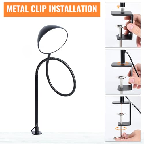 Long Gooseneck Clamp Lamp, Clip Desk Lamp with Clamp, 10W, 1100 LMS, 3 Color Modes, 10 Brightness Levels, 31 Inches Long Flaxible Gooseneck, Perfect for Craft, Reading, Home, Office - size: Large