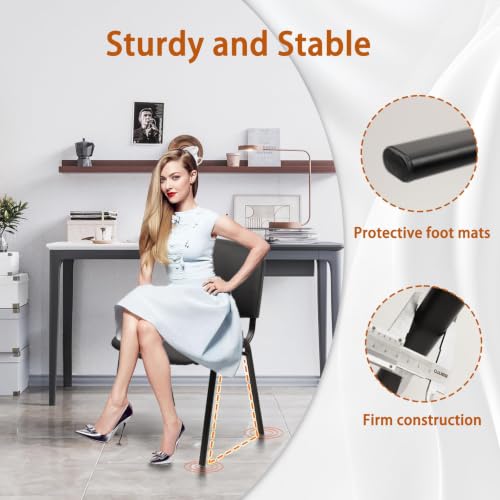 CLATINA Stacking Waiting Room Chairs, PU Leather Armless Office Guest Chair with Metal Frames, Stackable Conference Room Chairs No Wheels for Reception Lobby Side Training School, Black Set of 5 - color: Black-leather, size: 5 Pack