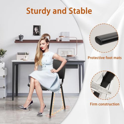 CLATINA Stacking Waiting Room Chairs, PU Leather Armless Office Guest Chair with Metal Frames, Stackable Conference Room Chairs No Wheels for Reception Lobby Side Training School, Black Set of 5 - color: Black-leather, size: 5 Pack