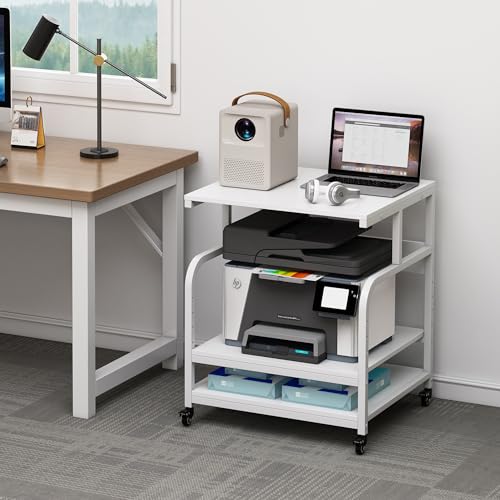 Fannova 25.6"x23.6"x30.9" Extra Large White Printer Stand with Storage - color: White, size: 25.6"W x 23.6"D x 30.9"H