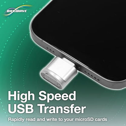 BoxWave Adapter Compatible with Logitech Spotlight Presentation Remote - Micro SD Card miniReader, USB Type-C OTG Reader USB3.0 Adapter Keychain - Metallic Silver