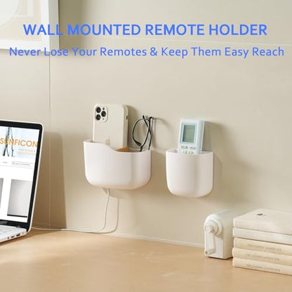Remote Holder Wall Mount TV FAN Remote Control Holder Bedside Caddy Wall Organizer Phone Holder for Office Adhesive Media Player Controller Holder Box Tray Home Desk Nightstand 1 BIG 2 SMALL WHITE - color: 1BIG2SAMLL WHITE