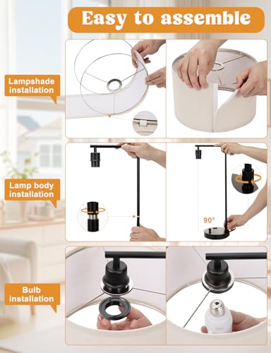 Innqoo Gray Side Table Lamp with USB Port and Outlet, Dimmable Nightstand Bedside Lamps with Linen Lampshade, Desk Lamp for Bedroom, Living Room, Guest Room, Home Office, LED Bulb Included - color: Silver