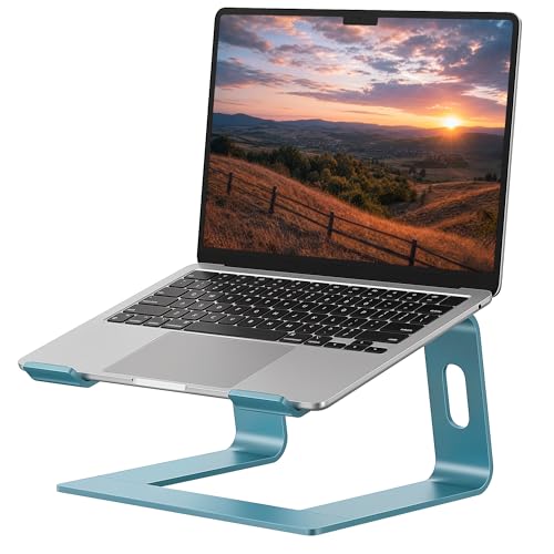 SOUNDANCE Laptop Stand, Aluminum Computer Riser, Ergonomic Laptops Elevator for Desk, Metal Holder Compatible with 10 to 15.6 Inches Notebook Computer, Navy Blue - color: H-Navy Blue, size: For 10 to 15.6 Inches Laptop