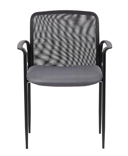 Boss Office Products Stackable Mesh Guest Chair in Grey (B6909-GY) - color: Grey