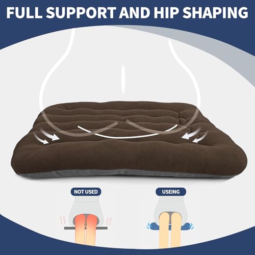 BUYUE Good Support Office Chair Cushion Padded, Soft Velvet Comfortable Non-Slip Seat Cushion for Computer Desk Kitchen Chair (1 Count, Brown) - color: Brown