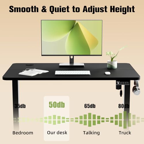 40"x24" Standing Desk, Height Adjustable Sit-Stand Home Office, Black | Electric Adjustable Standing Desk, Sit to Stand Computer Office Desk with Splice Board, Memory Preset, Lifts 28.7''-46.5" - color: Black Frame-black, size: 40-inch