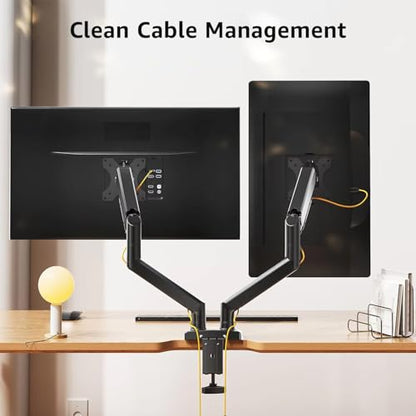Dual Monitor Arm Desk Mount – Adjustable Gas Spring Monitor Stand for 13”–34” Screens, Full Motion Swivel, Tilt & Rotation, Heavy Duty VESA Mount for Gaming, Programming, and Office Setup - style: Dual Monitor Arm