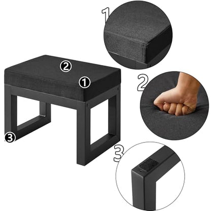 IBUYKE Small Footstool Ottoman, Linen Fabric Footrest, Black WBD001B - color: Black