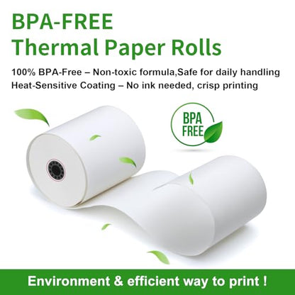 (50 Pack)3 1/8 x 230 Thermal Paper Receipt Rolls,JollyTrip 55 GSM Premium Quality, BPA Free Thermal Receipt Paper 3 1/8 x 230 Rolls Compatible with Most POS Systems, Cash Registers - size: 3 1/8 in x 230 ft 50 rolls
