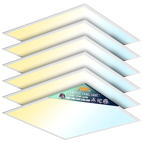 Allsmartlife 2x2 LED Flat Panel Light 6-Pack, Dimmable, 5CCT Options (3000K-6000K), 24W/30W/40W, Back-Lit 2x2FT LED Troffer Light Drop Ceiling for Commercial Office, ETL - size: 6-Pack