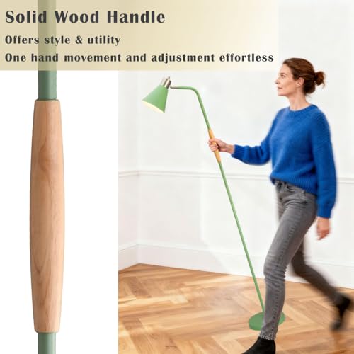 Adjustable Reading Floor Lamp,360°Rotatable Shade,3CCT LED Bulb Include,Green - color: Green Metal Shade